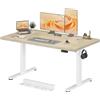 JUMMICO Scrivania Elettrica Regolabile in Altezza con Passacavi,140 x 70 cm Pannello di controllo a 6 tasti con gancio,Scrivania Ergonomica per Casa e Ufficio,Scrivania PC & Standing Desk, Beige