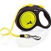 FLEXI Croci Flexi New Neon Tape, Guinzaglio per cani allungabile riflettente, taglia L fino a 50 kg, lunghezza 5 Metri, Nero e giallo