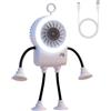 DONGKER - Mini ventilatore da tavolo USB, con 5 velocità, personale, ricaricabile, divertente, a forma mutevole, con ventose e supporto per telefono, luce notturna a LED, display della batteria, per