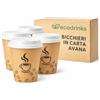 ecodrinks 500 Bicchieri di Carta con Coperchio da 120ml - Rivestimento Interno Impermeabile, Biodegradabile, Look Professionale - Per Bar, Ufficio, Eventi - Colore Avana e Grafica Caffè