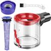 TTOPBAO Accessori Compatibili per Dyson V8/V7 Contenitore Trasparente per la Polvere con Prefiltro, Postfiltro e Spazzola di Pulizia, Pièces Détachées di Alta Qualità