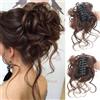 HSAJS Coda Capelli Extension con Clip ad Artiglio Disordinato Ricci Ondulati Estensioni Coda di Cavallo Sintetico Posticci Naturale Hair Bun per Donne Ragazze(Marrone chiaro)