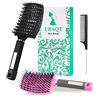 URAQT Spazzola per Capelli Curva con setole di Cinghiale, 3 Pezzi Spazzola Capelli con Pettine Coda per Capelli, Adatta Styling a Capelli Lunghi, Fini, Ricci o Lisci, Crespi, Mossi (Nero+rosa)