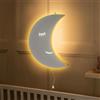 Marco Paul Interiors Marco Paul Moon - Luce notturna a forma di luna per bambini, in legno, da parete, con cordino, lampada notturna a LED a batteria, decorazione per la cameretta dei bambini, ausilio per dormire e andare