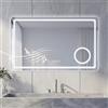NeoArt Specchio Bagno con Luce LED Bluetooth Antiappannamento 3 Temperature Colore 3000K-6500K Dimmerabile 10%-100% Lente Ingrandimento 3X Touch con Memoria HD IP44 IP65 Impermeabile 80x60cm