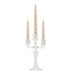 Generico Candelabri a 3 candele - Portacandele in vetro trasparente con 3 | Decorazione portacandele per feste a tema, centrotavola, sala da pranzo, centrotavola con candelabri