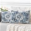 ECZOIL Set di 2 Fodere per Cuscino Decorative 40x60 cm, Stile Boho Etnico Vintage, per Divano, Taie d'oreiller Morbida per Casa, Soggiorno, Camera, Canapé Bohème Art déco - Blu/Bianco