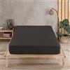 Vency Lenzuolo con Angoli Una Piazza e Mezza 140x200 cm Nero Lenzuola 1 Piazza e Mezza in%100 Cotone 150g/m²