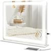 HOMCOM Specchio Trucco con Luci LED Luminosità Regolabile 3 Colori, 80x62 cm Specchio da Parete e Tavolo con Specchietto Ingranditore 10x, Presa USB e Comandi Touch