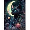 MEIYUDA 5D DIY Diamond Painting Kit Completo Fiori di gatto lunare, Diamant Painting Fai-da-te Diamond Painting, Pittura Diamante Strass Ricamo a Punto Croce Painting per Decorazioni Casa 30x40cm