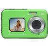 Jiawu Fotocamera Selfie a Doppio Schermo Messa a Fuoco Automatica Impermeabile da 48 MP per Vacanze e Avventure Subacquee con profondità Nominale di 11,5 Piedi (GREEN)
