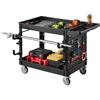 VEVOR Carrello di Servizio Portata 250 kg 2 Ripiani Ruote Girevoli a 360°, Carrello Officina, Ruote Fisse con Freno, Struttura in Plastica Resistente con Vassoio e Pannello Forato, per Garage, Nero