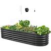 VEVOR Fioriera Rialzata da Giardino Esterno 2000 x 600 x 420 mm, Fioriera Ovale da Esterno, Design a Fondo Aperto, Grande Aiuola Rialzata per la Coltivazione di verdure, Piante Grasse, Grigio Scuro