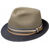 Stetson Licano Trilby Cappello di Paglia Uomo 100% Paglia Toyo Protezione UV 40+ Fascia Gros-Grain Primavera Estate