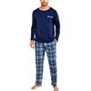 Irdcomps Pigiami Uomo Invernali Cotone Pigiama da Uomo Lungo Manica Lunga Set Due Pezzi Pigiama con Bottoni Scozzesi Leggero Morbido Loungewear Blu Reale XL