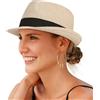 Creekstone Cappello da Sole Fedora in Paglia per Donne e Uomini a Tesa Corta Panama Trilby Cappello da Spiaggia Estivo Ripiegabile UPF 50+