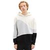 TOM TAILOR Denim Relaxed Fit Colorblock Felpa con Cappuccio, 12906-lana Bianca, M Uomo