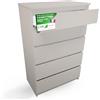 CDF Cassettiera 5 Cassetti Mobile in Laminato Cachemire 40x70x109,5 cm | Finitura Laminata, Frontali Senza Maniglie, per Zona Notte e Zona Giorno, Stile Moderno, Organizzazione Domestica