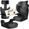 WALSER Seggiolino auto Premium Numa, rialzo bambino 2in1 confortevole schienale rimovibile + poggiatesta regolabile 3-8 anni 100-150 cm ultima normativa ECE R 129, rialzo auto nero