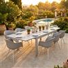 MIlani Home JERRI - set tavolo in alluminio cm 135/270 x 90 x 75 h con 8 Poltrone Dynamo