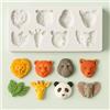 Graziano, Stampo Silicone Animali Selvaggi e Zoo 8 Forme 10x6cm - 3D, Leone, Tigre, Giraffa, Panda, Elefante
