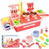 Nukdey Lavandino Bambini con Acqua Corrente,Lavello Giocattolo Mini Lavastoviglie Giochi,Circolazione Automatica dell'Acqua,Giocattolo da Cucina Multifunzionale Regalo per Ragazzi Ragazze 3 4 5 6 Anni,Rosa