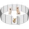 Yaheetech Recinto per Cani da Interno ed Esterno, 80 cm di Altezza a 16 Pannelli, Box Kennel Cancelletto Pieghevole per Cuccioli Conigli Gatti, Recinzione Cancello per Animali Domestici in Acciaio