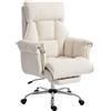 HOMCOM Sedia da ufficio girevole con supporto lombare e poggiapiedi, 80x80x106-114 cm, bianco crema | Aosom Italy