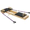 SPORTNOW Pilates Reformer multifunzionale con fasce, impugnature e ruota addominale, legno naturale | Aosom Italy