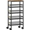 HOMCOM Carrello da cucina con 4 cesti estraibili e ruote, 40x24x81,5 cm, marrone rustico | Aosom Italy