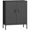 HOMCOM Armadio da ufficio in metallo con serratura, 2 ante e 2 ripiani, 80x40x100 cm, nero | Aosom Italy