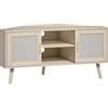 HOMCOM Mobile TV angolare 115 cm con 2 ante in rattan e 2 scomparti, rovere | Aosom Italy