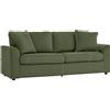 HOMCOM Divano 3 posti 212 cm con 2 cuscini a molle in velluto a coste, verde | Aosom Italy