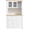HOMCOM Mobile da cucina in stile country, 1 vetrina, 1 ripiano aperto, 1 cassetto, 2 armadi, naturale + bianco | Aosom Italy