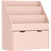 AIYAPLAY Libreria per bambini con 3 ripiani e cassetto, 62,5x30x70 cm, rosa | Aosom Italy
