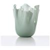 Venini - Vaso Fazzoletto in Vetro Soffiato Opalino colore Verde Rio (H 13,5 cm)