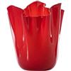 Venini - Vaso Fazzoletto in Vetro Soffiato Opalino colore Rosso (H 31 cm)
