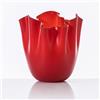 Venini - Vaso Fazzoletto in Vetro Soffiato Opalino colore Rosso (H 24 cm)