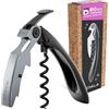 Koala Big Tech - Cavatappi professionale a due tempi - Acciaio Inox, Spirale Teflon, lama precisa, ideale per sommelier e uso quotidiano, finitura nera