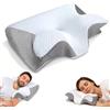 FFitness Cuscino cervicale per Dormire in Memory Foam Ergonomico Sfoderabile Traspirante Ortopedico Guanciale 2 in 1 Supporto al Collo Sostegno Anatomico