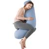 SHANNA Cuscino Gravidanza per Dormire, Cuscino Allattamento Neonato a Forma di U, Morbido Velluto Cuscini per maternità e il Corpo Laterale con Federa Sfoderabile e Lavabile
