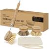 Joeji's Kitchen Eco Bamboo Dish Brush, Spazzola per piatti con testine intercambiabili per pulire delicatamente tazze, piatti o posate e per macchie ostinate su pentole e padelle…