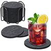 BOENFU Sottobicchieri in Feltro Rotondi per Bicchieri, Set da 12, Grigio Scuro per Bevande, Bar, Tazze, da Tavolo, Con Supporto, Regali Unici