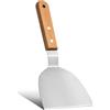 Elalove Spatola cucina in acciaio inox, 26 x 10 cm, Paletta barbecue con manico in legno, spatola pizza, utensili e accessori barbecue