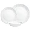 Corelle Set di stoviglie (12 pezzi, tessuto di lino) - Set da tavola per 4 persone, include 4 piatti piani, piatti da contorno e ciotole. 3 volte più resistenti, metà dello spazio e del peso della