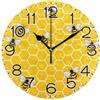 ALAZA Orologio da parete con api gialle e miele, funzionamento a batteria, senza ticchettio, silenzioso, al quarzo, analogico, rustico, rotondo, decorazione retrò per casa, cucina, soggiorno, bagno