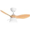 Levitantes Ventilatore bianco-faggio da soffitto 36 W, 3 pale, 3 temperature di luce, 35/47,5x82x82 cm, telecomando, timer