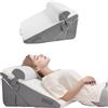 VEVOR Cuscino a Cuneo per Dormire, Set 3, Cuscini Ortopedici Regolabili, con Fodera Lavabile in Jacquard e Supporto in Schiuma, per Reflusso Acido, Mal di Schiena, Sollievo dal Russare, Bianco Grigio