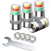 Aiqeer 4 Pezzi Argento Auto Pneumatico Valvola Antipolvere Tappo, Cappucci Valvola di Monitoraggio Pressione Pneumatici, Coprivalvola Schrader con Dadi e Chiave