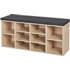 BAKAJI Panca Scaffale Scarpiera Portascarpe Casa Multiuso 10 Ripiani in Legno Melaminico Libreria Panchina con Cuscino in Eco Pelle Dimensione 104 x 29,5 x 49 cm (Beige)